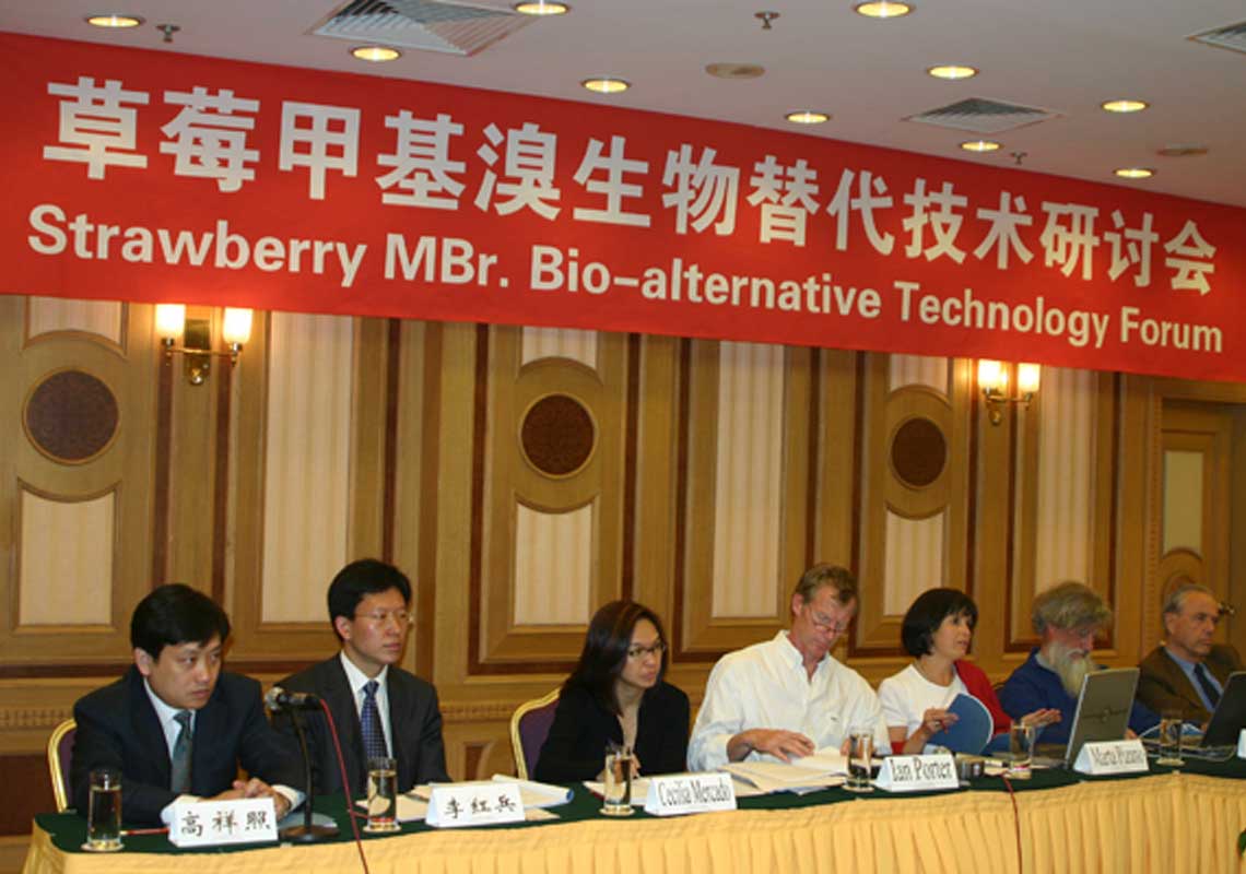 聯(lián)合國環(huán)境署、聯(lián)合國工發(fā)組織等機(jī)構(gòu)出席了我公司舉行的草莓甲基溴生物替代技術(shù)研討會(huì)